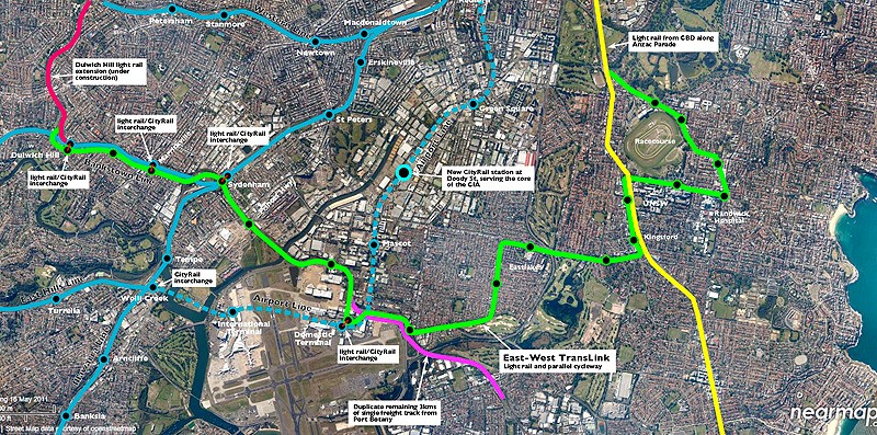 Map of Sydney Light Rail Orbital - Southern Section